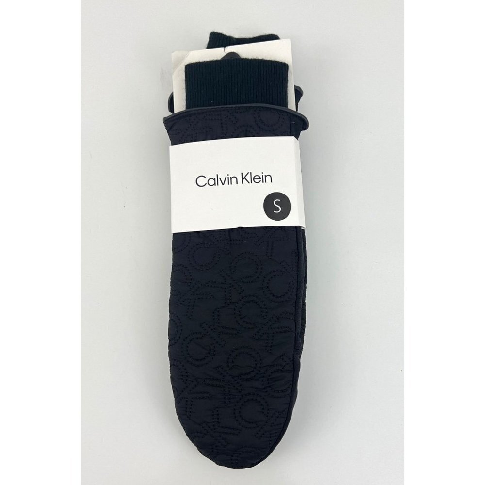 Calvin Klein‎ CK Women's Mittens Black Quilted Logo Size Small